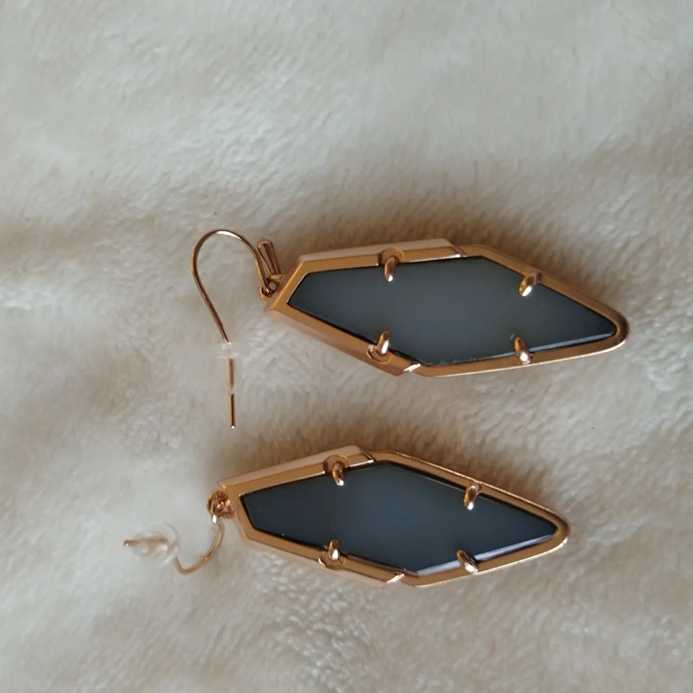 Kendra Scott Bex Bronze Drusy Rose Gold Earrings New - Picture 10 of 11